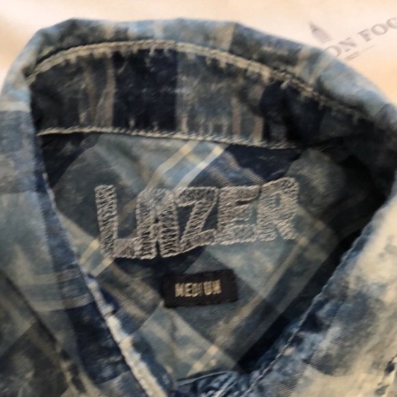 Lazer button up bleach checkered style size medium mens - Picture 4 of 5